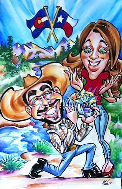Wedding  Reception Caricature Artist For Hire in Denver CO | Mark Hall  Caricature Art Inc