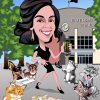 Women Black Dress Caricature Art