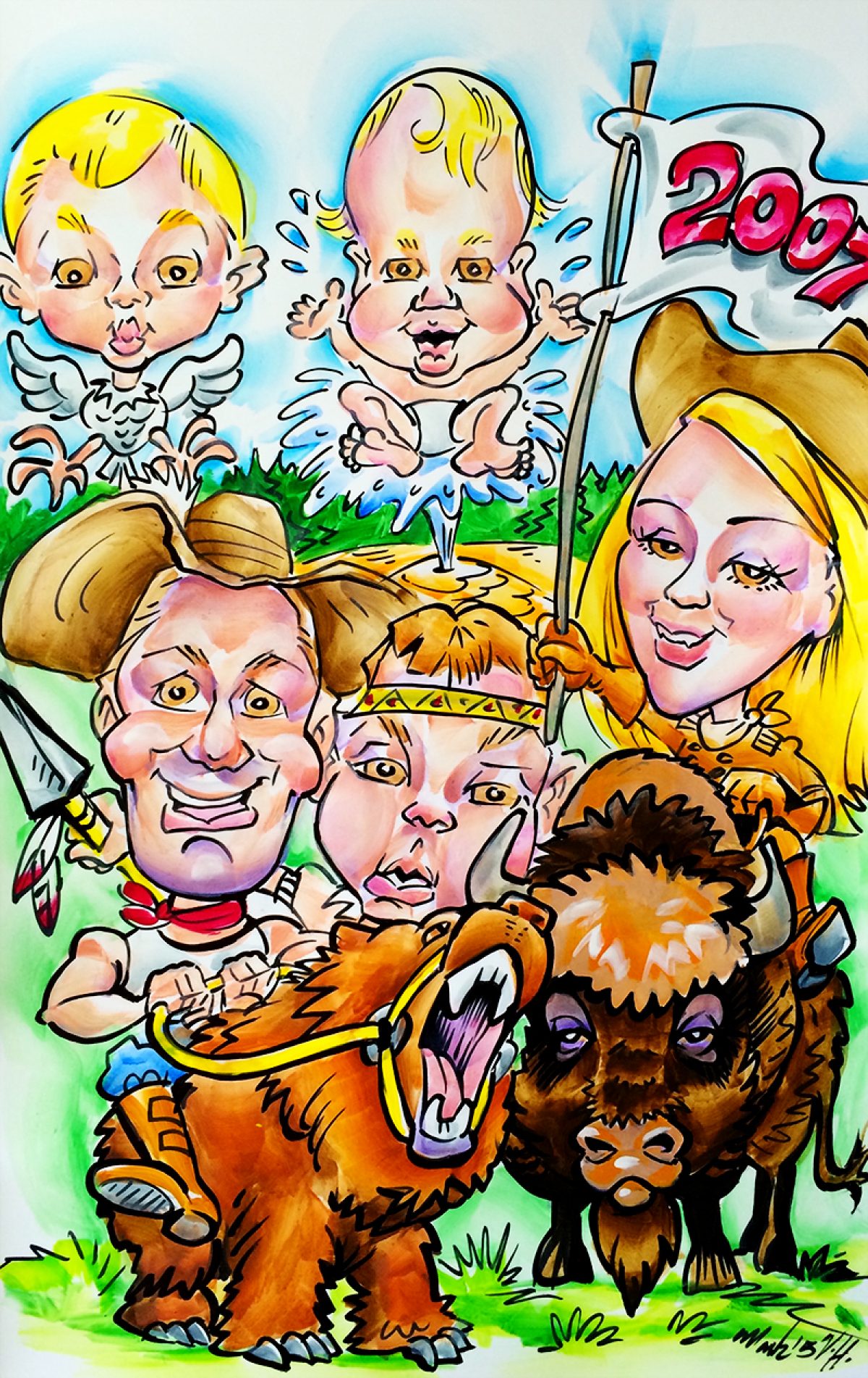 Family Vacation Caricature Drawings | Mark Hall Caricature Art Inc