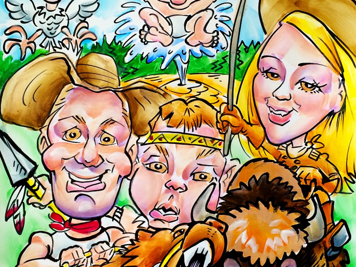 Family Vacation Caricature Drawings | Mark Hall Caricature Art Inc