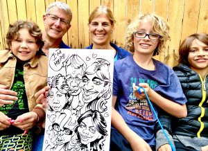 Family Group of 6 Caricature.